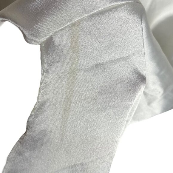 Vtg Womens‎ M Satin Lingerie Tank Top White Applique Lace Strappy Back Ethereal - Picture 6 of 8